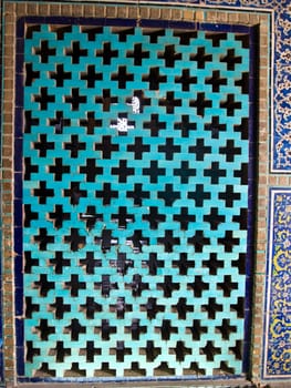 tiled background, oriental ornaments from Isfahan Mosque, Iran