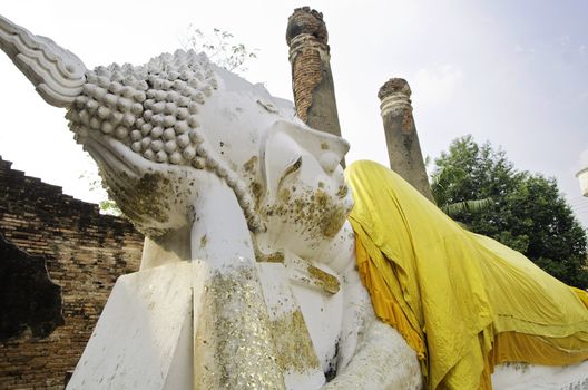 Big reclining buddha in wat yai chai mongkol, ayutthaya, thailand