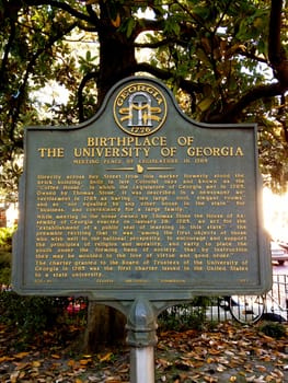 Birthplate University of Georgia Placard