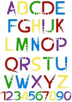 fun colorful alphabet letters and numbers vector illustration