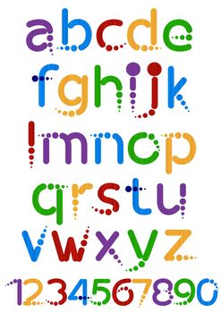 fun colorful alphabet letters and numbers vector illustration