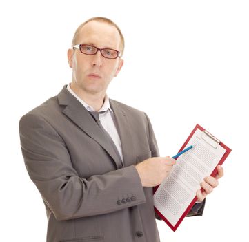 Business person with clipboard