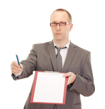 Business person with clipboard