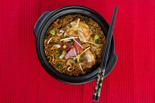 Claypot chicken rice. asia chinese food