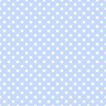 Seamless white dotted pattern on baby blue background
