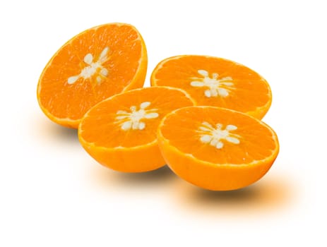 sliced of orange fruits on white background
