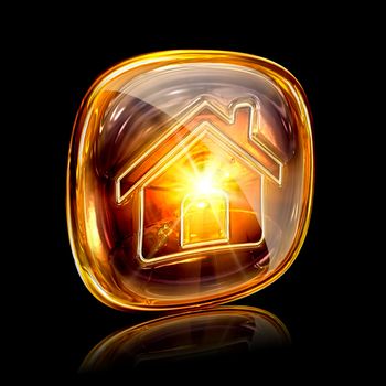 House icon amber, isolated on black background