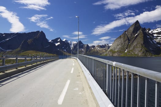 Scenic view from bridge on Lofoten islands, Norway