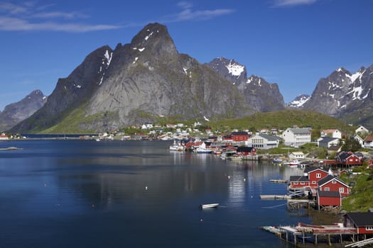 Scenic town of Reine on Lofoten islands in Norway