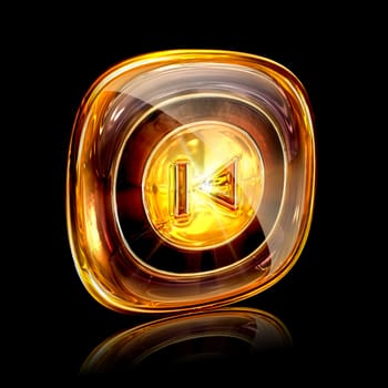 Rewind Back icon amber, isolated on black background.