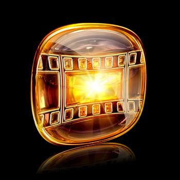 film icon amber, isolated on black background