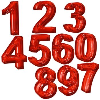 red numerals for education in a school on white background