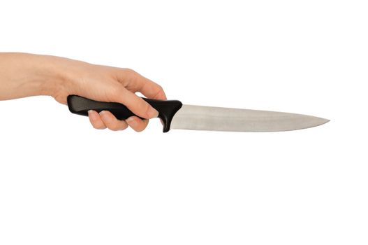 woman cooking on the kitchen with knife