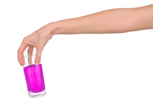 Woman giving a glass with cocktail
