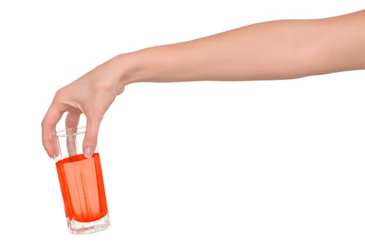 Woman giving a glass with cocktail