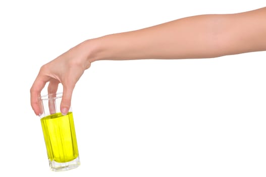 Woman giving a glass with cocktail