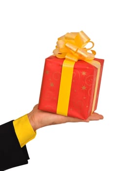 Red box with yellow bow as a gift