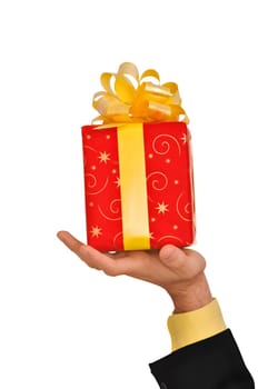 Red box with yellow bow as a gift