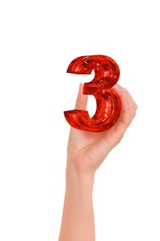 number three for the bronze medalist on white background
