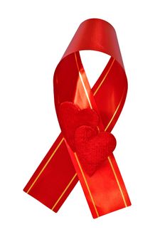 Acquired immunodeficiency syndrome ribbon with hearts