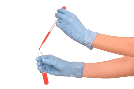 Doctor research a sample of blood for vaccine
