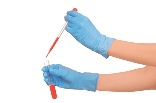 Doctor research a sample of blood for vaccine