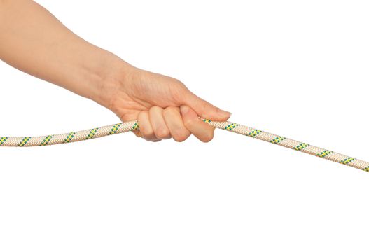 woman plays of pulling of a rope and wins
