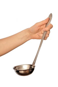 woman holding ladle in the hand for preparing dinner