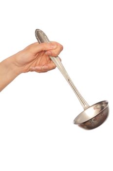 woman holding ladle in the hand for preparing dinner