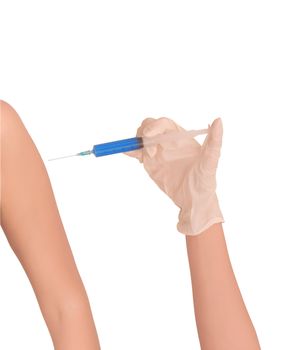 Doctor making vaccination to the patient