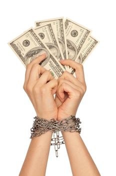 The criminal took dirty money in hands