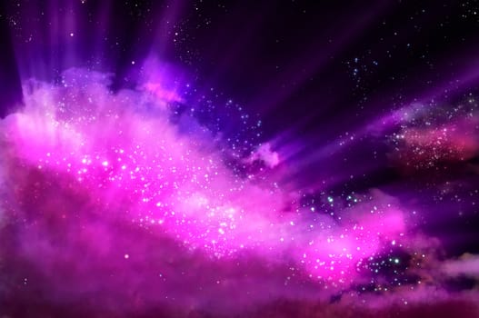 northern lights in the black space of the galaxy
