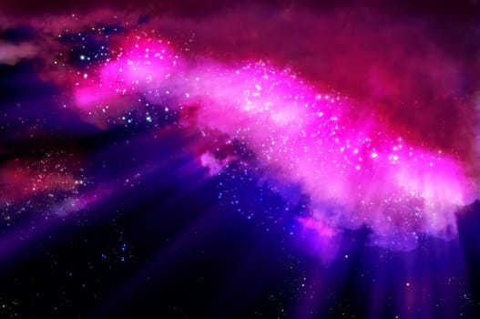 northern lights in the black space of the galaxy