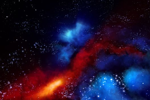 northern lights in the black space of the galaxy
