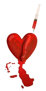 broken human life from narcotics and drugs on white background