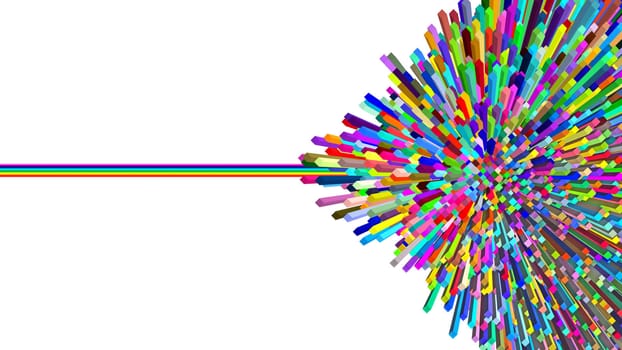 centre colored abstract blocks with rainbow line for background