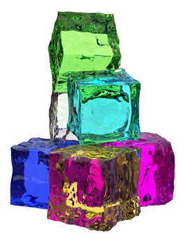 Different colored cube jellies as a dessert
