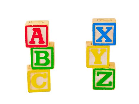 Alphabet Blocks Isolated on a White Background ABC and XYZ