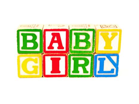 Colorful Alphabet Blocks Spelling the Words BABY GIRL