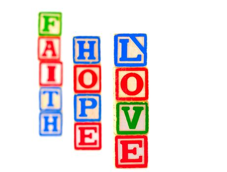 Colorful Alphabet Blocks FAITH HOPE and LOVE 