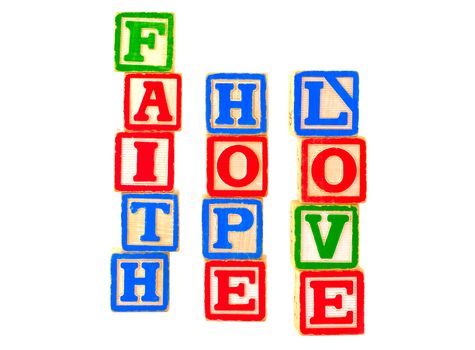 Colorful Alphabet Blocks FAITH HOPE and LOVE 