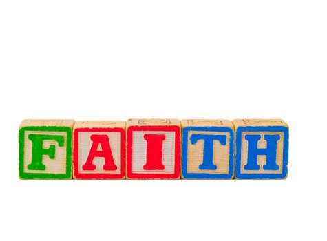 Colorful Alphabet Blocks Spelling the Word FAITH