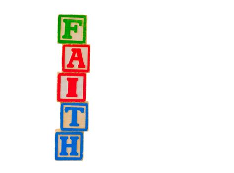 Colorful Alphabet Blocks Spelling the Word FAITH