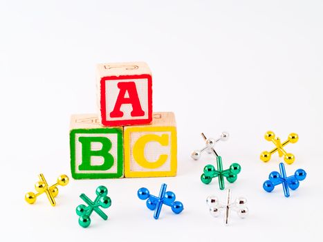 Colorful Alphabet Blocks ABC and Jacks as a Childrens Theme