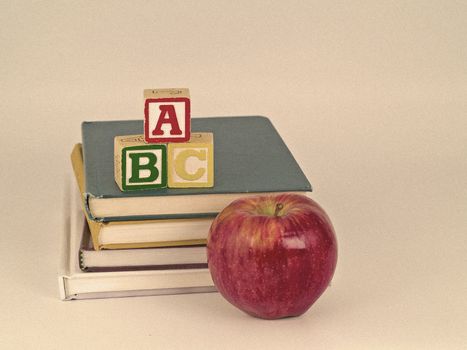 ABC Blocks and Apple on Children's Books Sepia Style