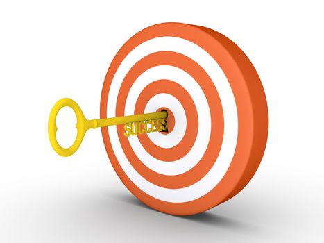 3d target with key of success in the keyhole