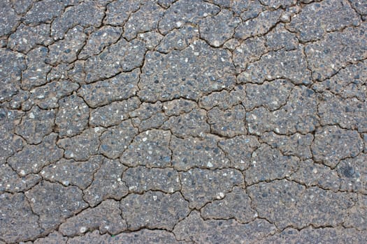 Macro closeup on concrete asphalt cracks on the road
