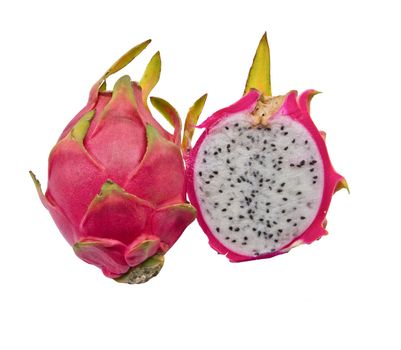 Vivid and Vibrant Dragon Fruit isolated against white background.