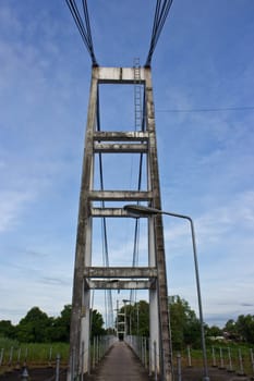 Suspension bridge across the river.
