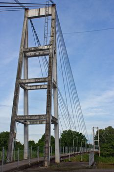 Suspension bridge across the river.